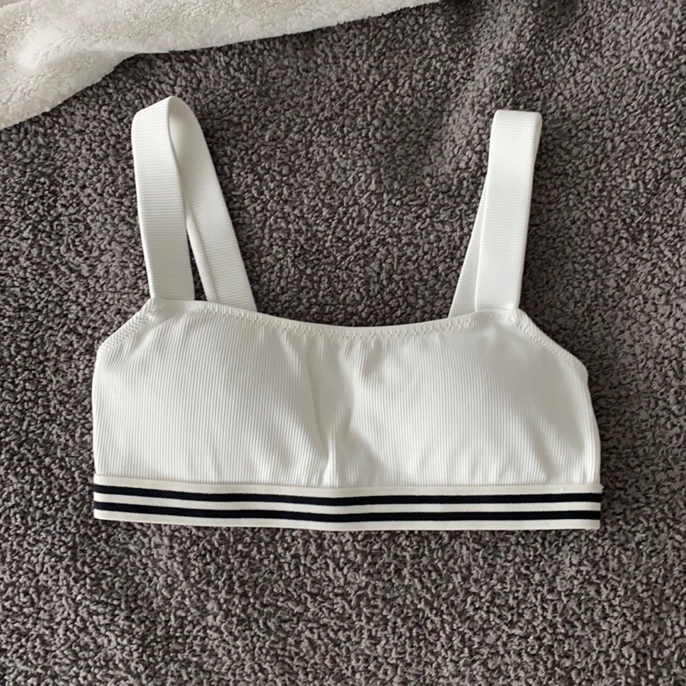 Solid and striped bathing suit top
